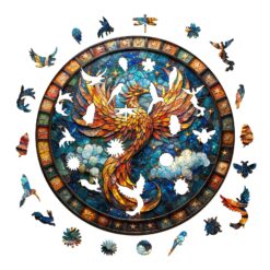 Alternative view of Mindful Wooden Jigsaw Puzzle-Starry Sky Phoenix