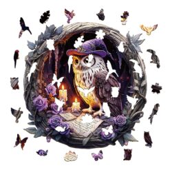 Alternative view of Mindful Wooden Jigsaw Puzzle-Witch Owl