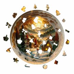 Alternative view of Mindful Wooden Jigsaw Puzzle-3D Christmas Village 2