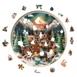 Alternative view of Mindful Wooden Jigsaw Puzzle - 3D Christmas Town