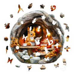 Alternative view of Mindful Wooden Jigsaw Puzzle - 3D Burrow Squirrel