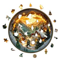 Alternative view of Mindful Wooden Jigsaw Puzzle - 3D Christmas Village