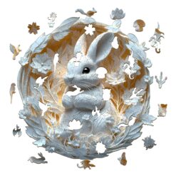 Alternative view of Mindful Wooden Jigsaw Puzzle - 3D Paper Rabbit