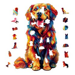Alternative view of Mindful Wooden Jigsaw Puzzle - Colorful Golden Retriever