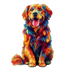 Mindful Wooden Jigsaw Puzzle - Colorful Golden Retriever