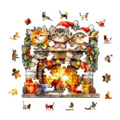 Alternative view of Mindful Wooden Jigsaw Puzzle - Fireplace Kitten