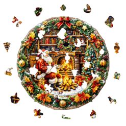 Alternative view of Mindful Wooden Jigsaw Puzzle - Fireside Santa