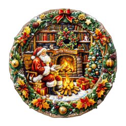 Mindful Wooden Jigsaw Puzzle - Fireside Santa