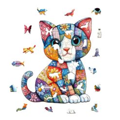 Alternative view of Mindful Wooden Jigsaw Puzzle - Patchwork Cat