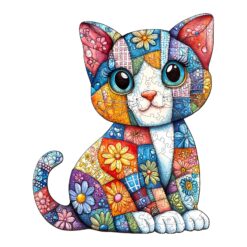 Mindful Wooden Jigsaw Puzzle - Patchwork Cat