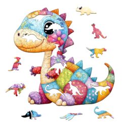 Alternative view of Mindful Wooden Jigsaw Puzzle - Patchwork Dinosaur