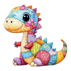 Mindful Wooden Jigsaw Puzzle - Patchwork Dinosaur
