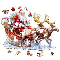 Alternative view of Mindful Wooden Jigsaw Puzzle - Santa and Rudolph