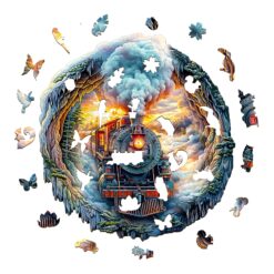 Alternative view of Mindful Wooden Jigsaw Puzzle - Steam Train