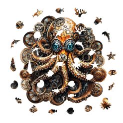 Alternative view of Mindful Wooden Jigsaw Puzzle - Steampunk Doctor Octopus