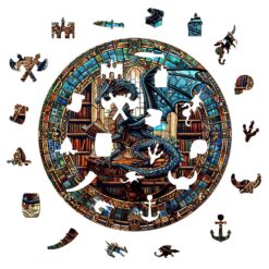 Alternative view of Mindful Wooden Jigsaw Puzzle - The Dragon's Library