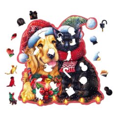 Alternative view of Mindful Wooden Jigsaw Puzzle - Warm Christmas pets