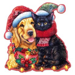 Mindful Wooden Jigsaw Puzzle - Warm Christmas pets