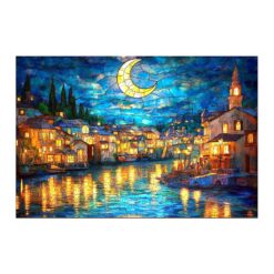 Mindful Wooden Jigsaw Puzzle-Stained glass starry night 2