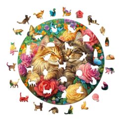 Alternative view of Mindful Wooden Jigsaw Puzzle - Cats in love-2