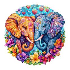 Mindful Wooden Jigsaw Puzzle - Snuggling elephant