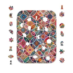 Alternative view of Mindful Wooden Jigsaw Puzzle - Colorful Mandala Mosaic