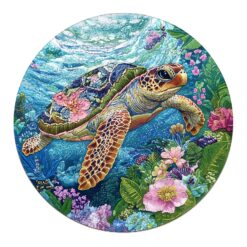Mindful Wooden Jigsaw Puzzle - Embroidered Turtle