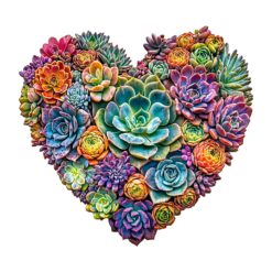 Mindful Wooden Jigsaw Puzzle - Heartfelt Succulents