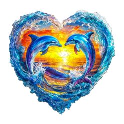 Mindful Wooden Jigsaw Puzzle - Heartfelt Dolphins
