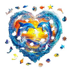 Alternative view of Mindful Wooden Jigsaw Puzzle - Heartfelt Dolphins