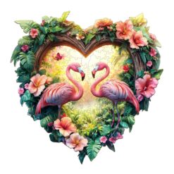 Mindful Wooden Jigsaw Puzzle - Love Flamingos