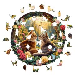 Alternative view of Mindful Wooden Jigsaw Puzzle - Cats in love-1