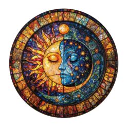Mindful Wooden Jigsaw Puzzle - mesmerizing sun & moon