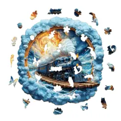 Alternative view of Mindful Wooden Jigsaw Puzzle - Moonlit Express
