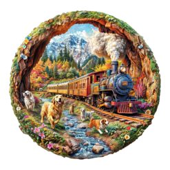 Mindful Wooden Jigsaw Puzzle -Racing The Train-1