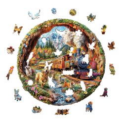 Alternative view of Mindful Wooden Jigsaw Puzzle -Racing The Train-1