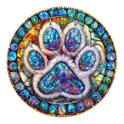 Mindful Wooden Jigsaw Puzzle - Stained glass paw prints