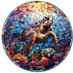 Mindful Wooden Jigsaw Puzzle - Stained glass turtle