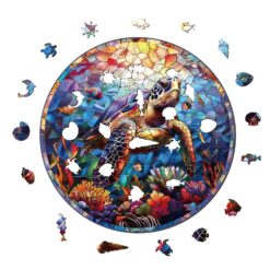 Alternative view of Mindful Wooden Jigsaw Puzzle - Stained glass turtle