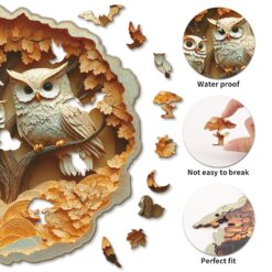 Alternative view of Mindful Wooden Jigsaw Puzzle - Autumn Owls