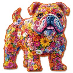 Mindful Wooden Jigsaw Puzzle - Floral Bulldog