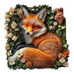Mindful Wooden Jigsaw Puzzle - Fox in Floral Paradise