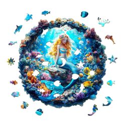Alternative view of Mindful Wooden Jigsaw Puzzle - graceful mermaid
