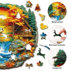 Alternative view of Mindful Wooden Jigsaw Puzzle - rural lakeside