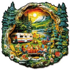 Mindful Wooden Jigsaw Puzzle - Serene Lakeside Camping