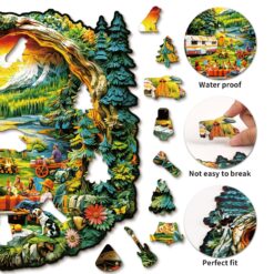 Alternative view of Mindful Wooden Jigsaw Puzzle - Serene Lakeside Camping