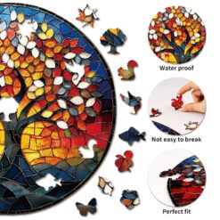 Alternative view of Mindful Wooden Jigsaw Puzzle - stained-glass Tree