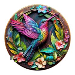 Mindful Wooden Jigsaw Puzzle - vibrant hummingbird