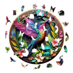 Alternative view of Mindful Wooden Jigsaw Puzzle - vibrant hummingbird