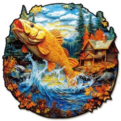 Mindful Wooden Jigsaw Puzzle - Vibrant Jumping Fish